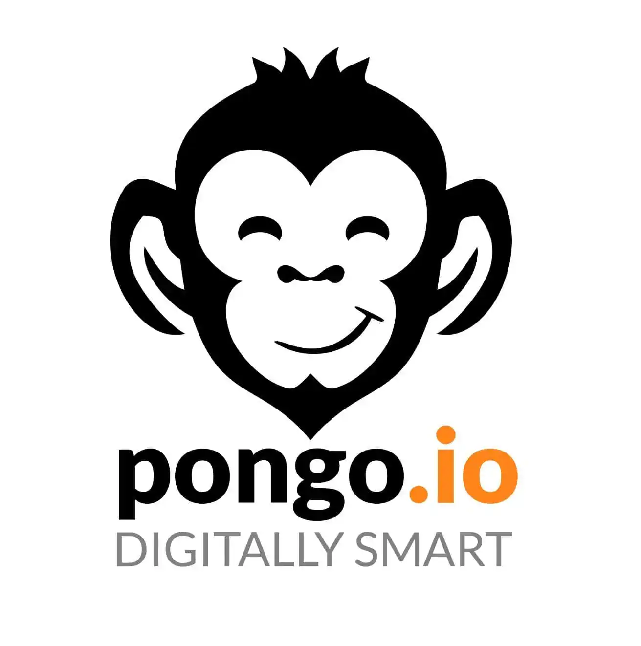 pongo io agence digitale integree Logo Pongo.io avec singe souriant et texte 'DIGITALLY SMART'.